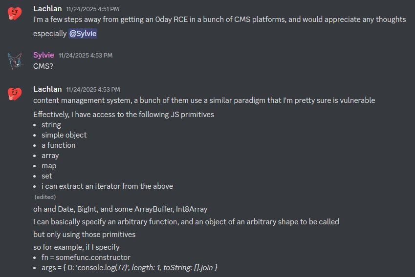 a discord ping from Lachlan introducing the problem