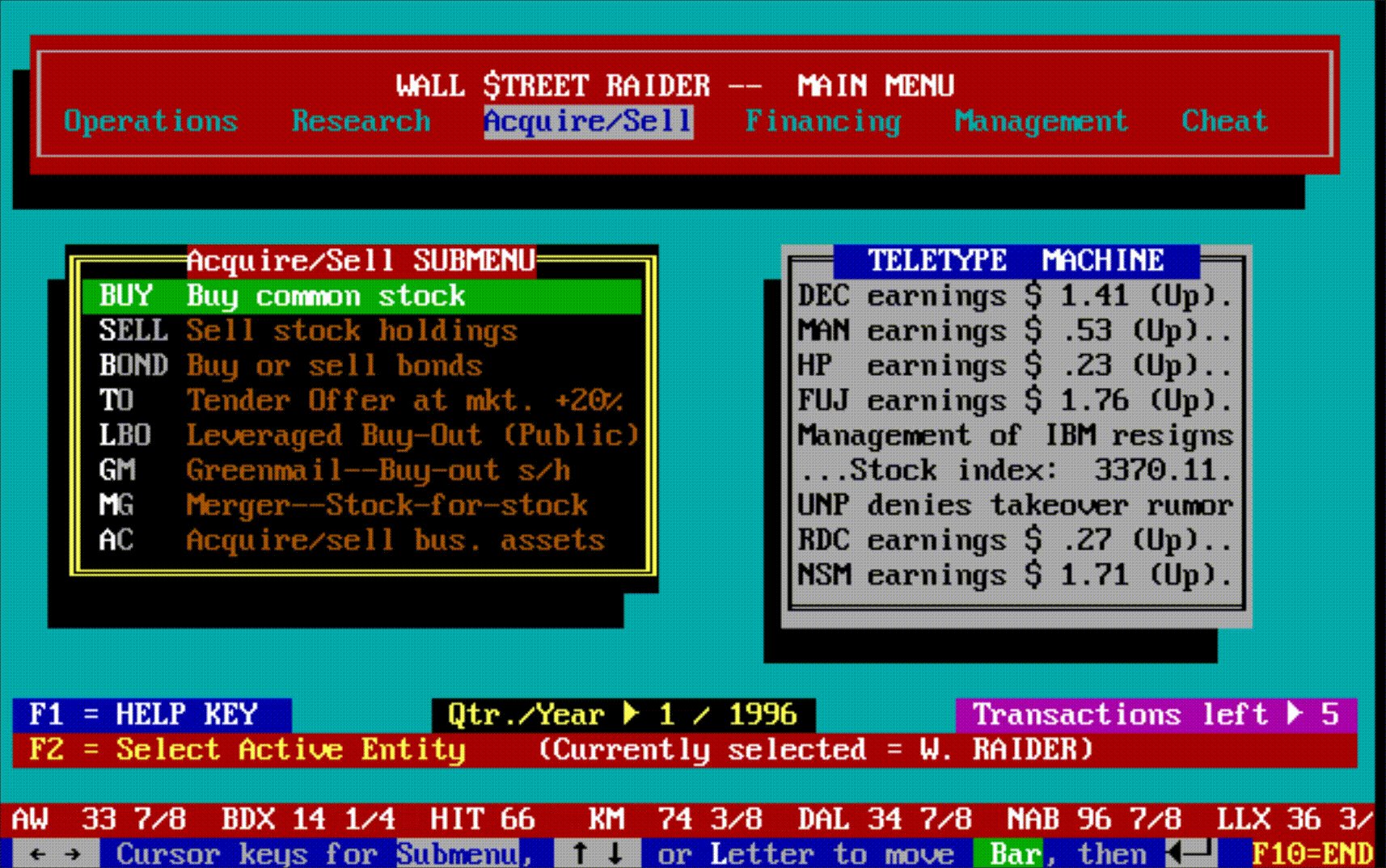 Wall Street Raider DOS version