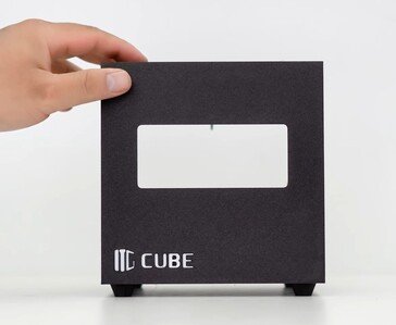 Removable rear panel of the ITG Cube highlighting the two-piece 3D-printed enclosure design