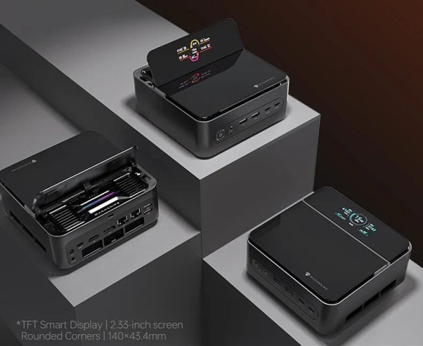 This Intel Arrow Lake mini PC has a small flip-up status display - Liliputing