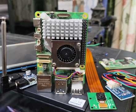 Raspberry Pi card and accessories on a table