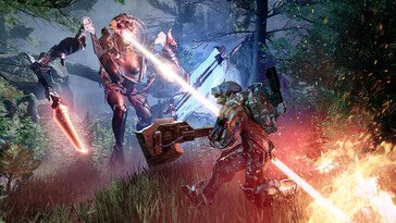 An image showing a battle against a robot in The Surge 2.
