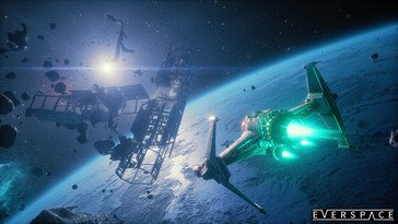 An image showing a destroyed spacecraft in Everspace.
