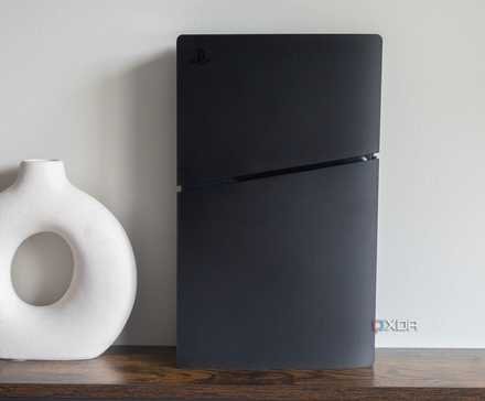 The PlayStation 5 Slim sitting on a table 