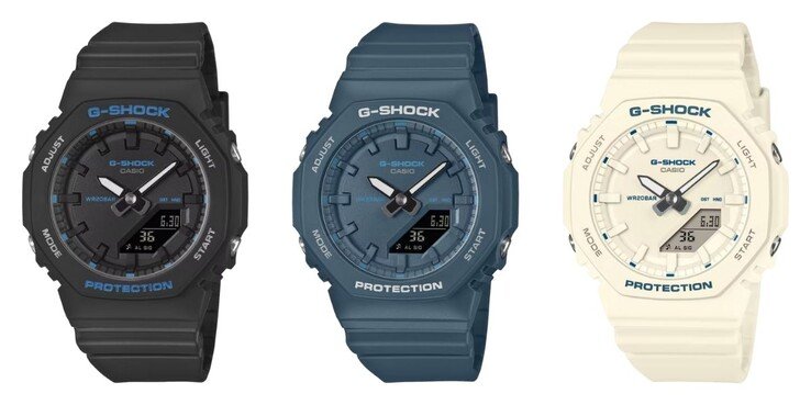 From left to right: the Casio G-Shock GMA-P2100BA-1A, GMA-P2100BA-2A and GMA-P2100BA-7A watches. (Image source: Casio)