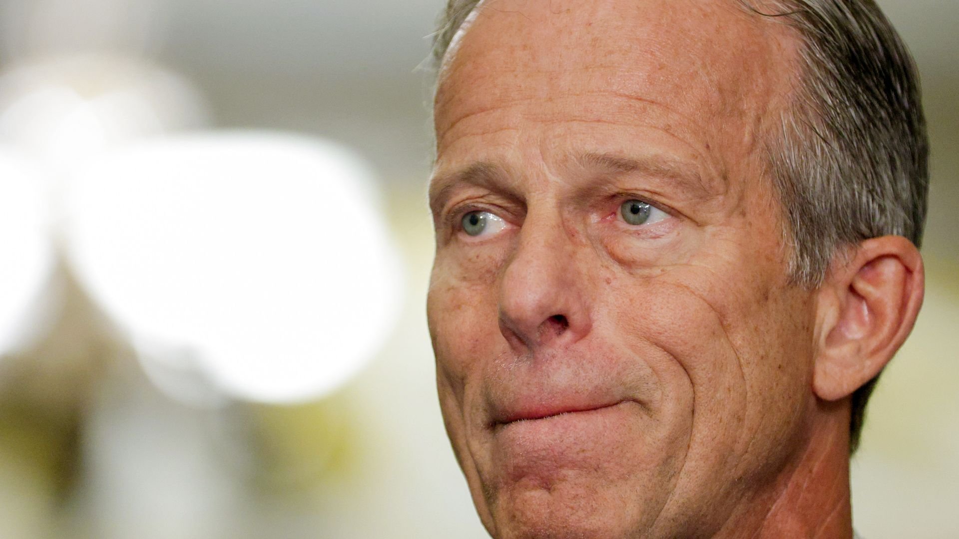 Senate Majority Leader John Thune (R-SD) speaks during a news briefing at the U.S. Capitol on March 24.