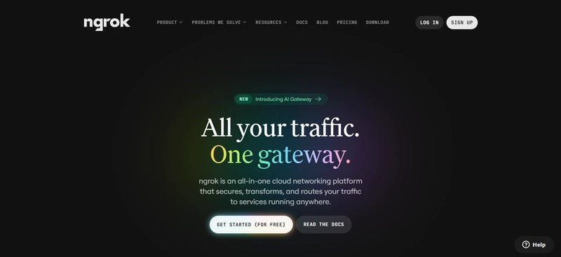 ngrok’s Universal Gateway platform showing API gateway, AI traffic routing, MCP connectivity, and developer infrastructure for production AI applications and agentic workflows