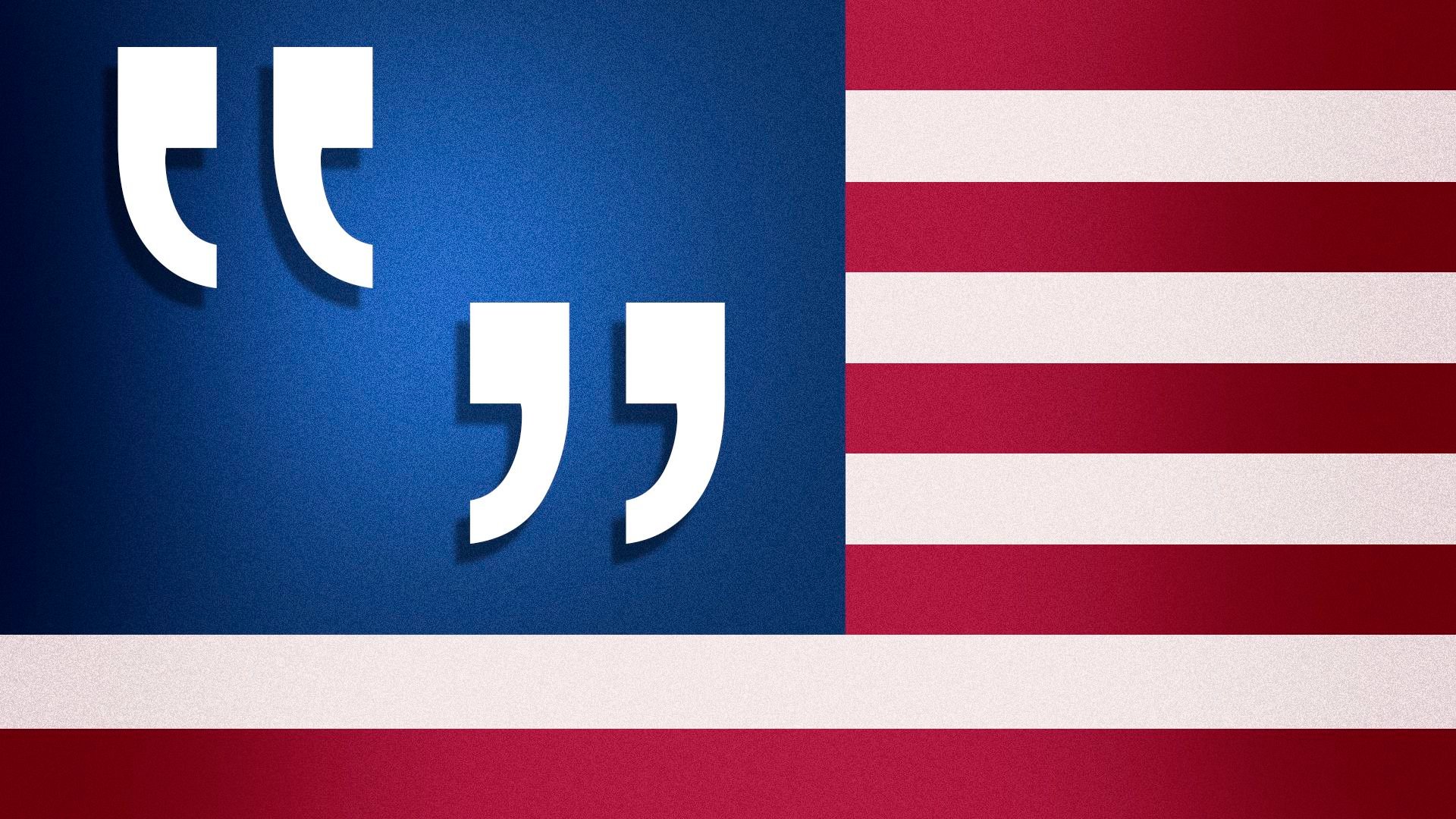 Illustration of a cropped United States flag with quotation marks in place of the stars