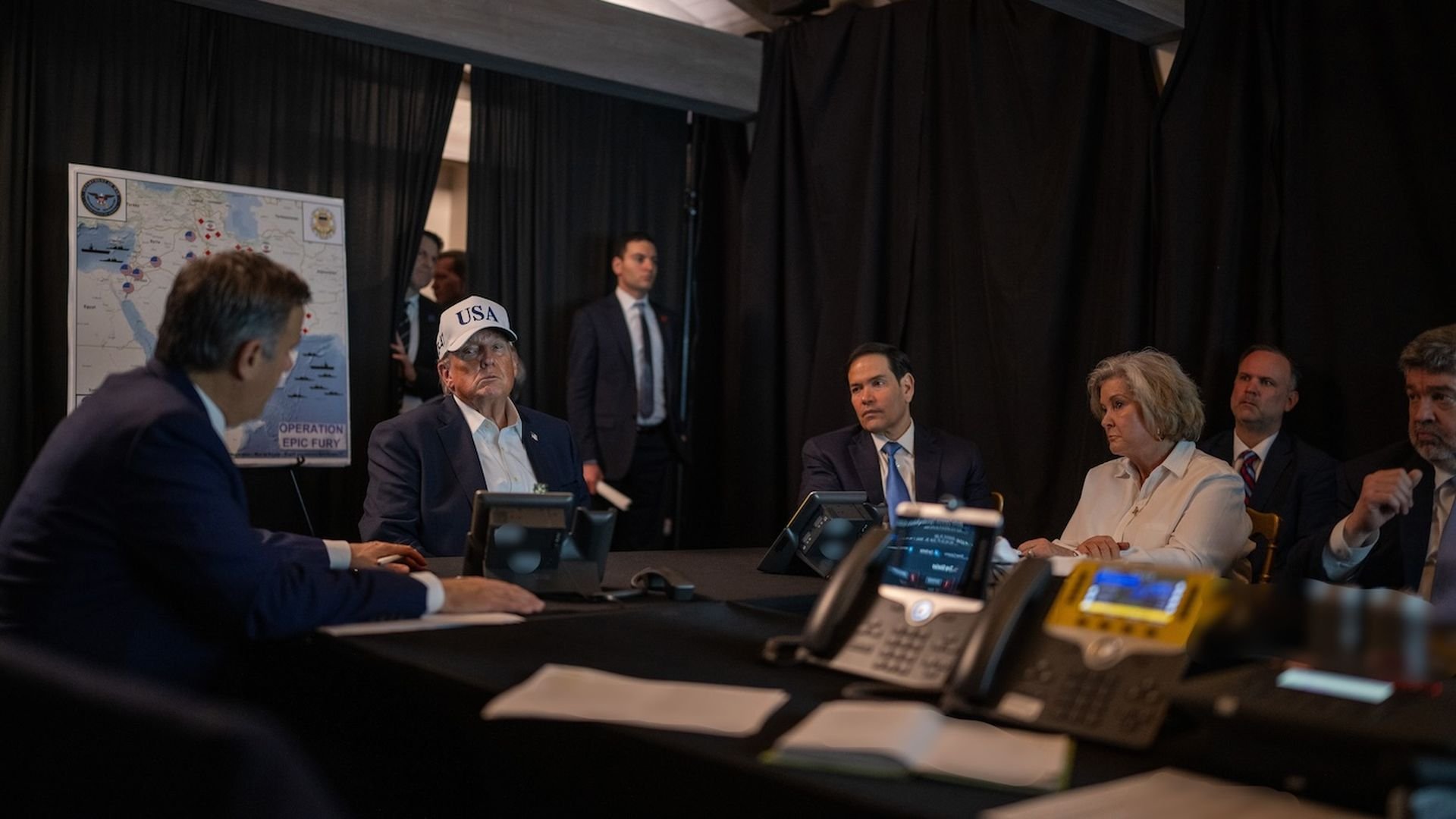 Trump monitors Operation Epic Fury with CIA Director John Ratcliffe (L), Secretary of State Marco Rubio and White House chief of staff Susie Wiles.