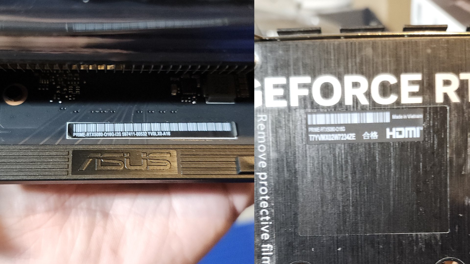 RTX 5080 stickers on an RTX 5060 Ti