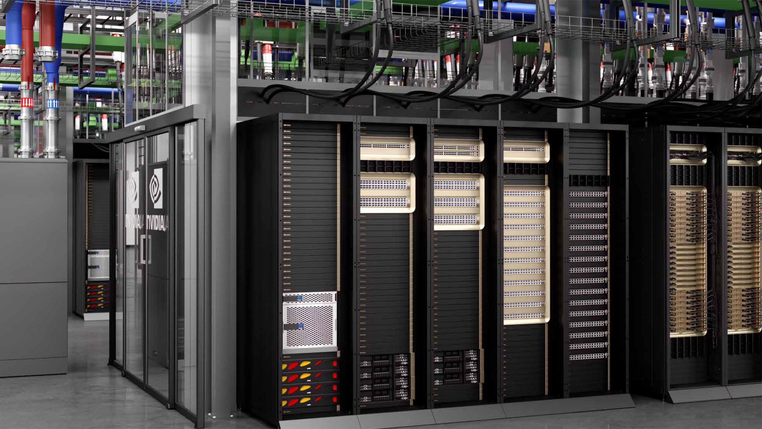 Nvidia hardware in a data center. 