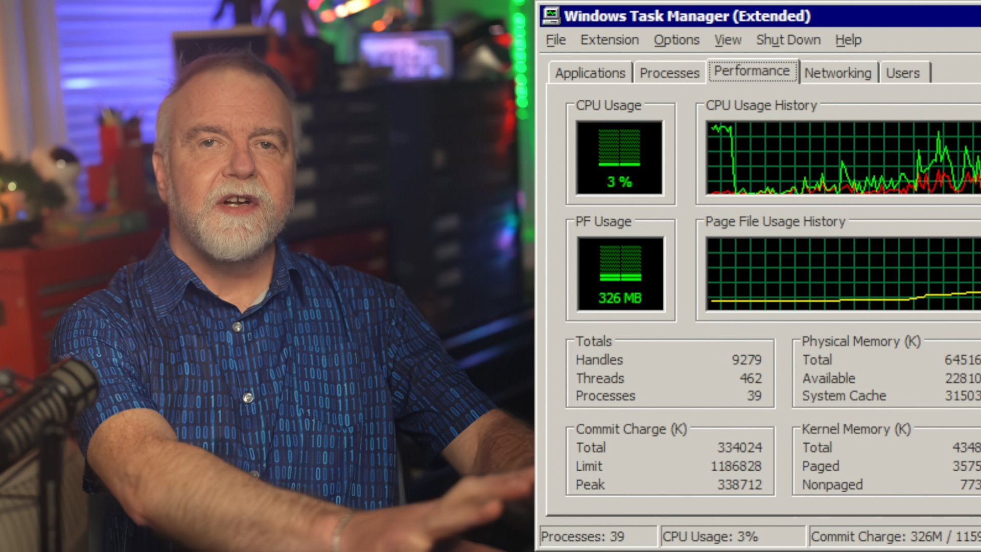 Dave Plummer showing the original Windows Task Manager