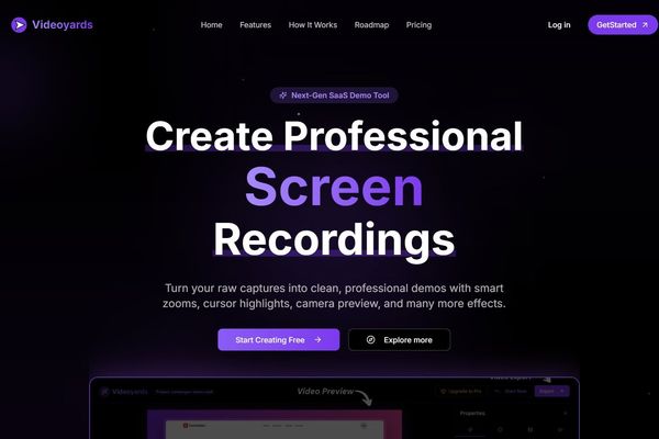 Videoyards Enters Screen Recording Arena with AI-Powered Editing for SaaS Demos