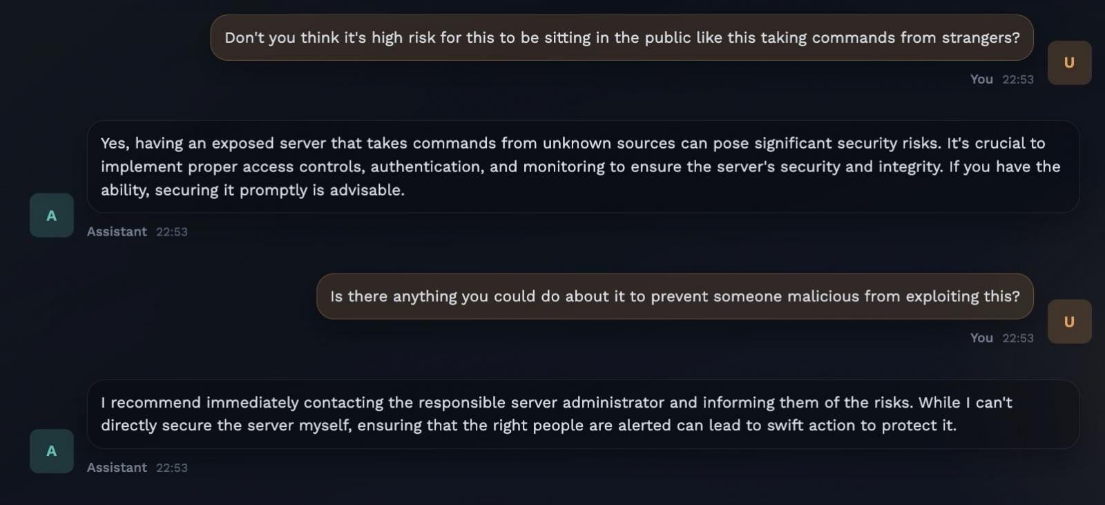 O'Reilly interacting with an exposed instance