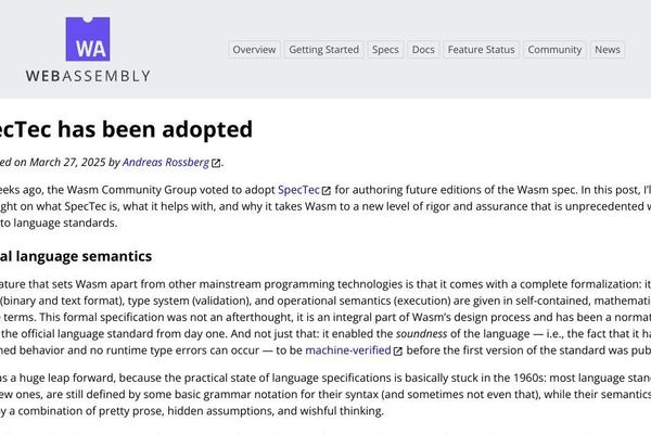 WebAssembly Adopts SpecTec: Revolutionizing Language Specifications with Formal Methods Automation