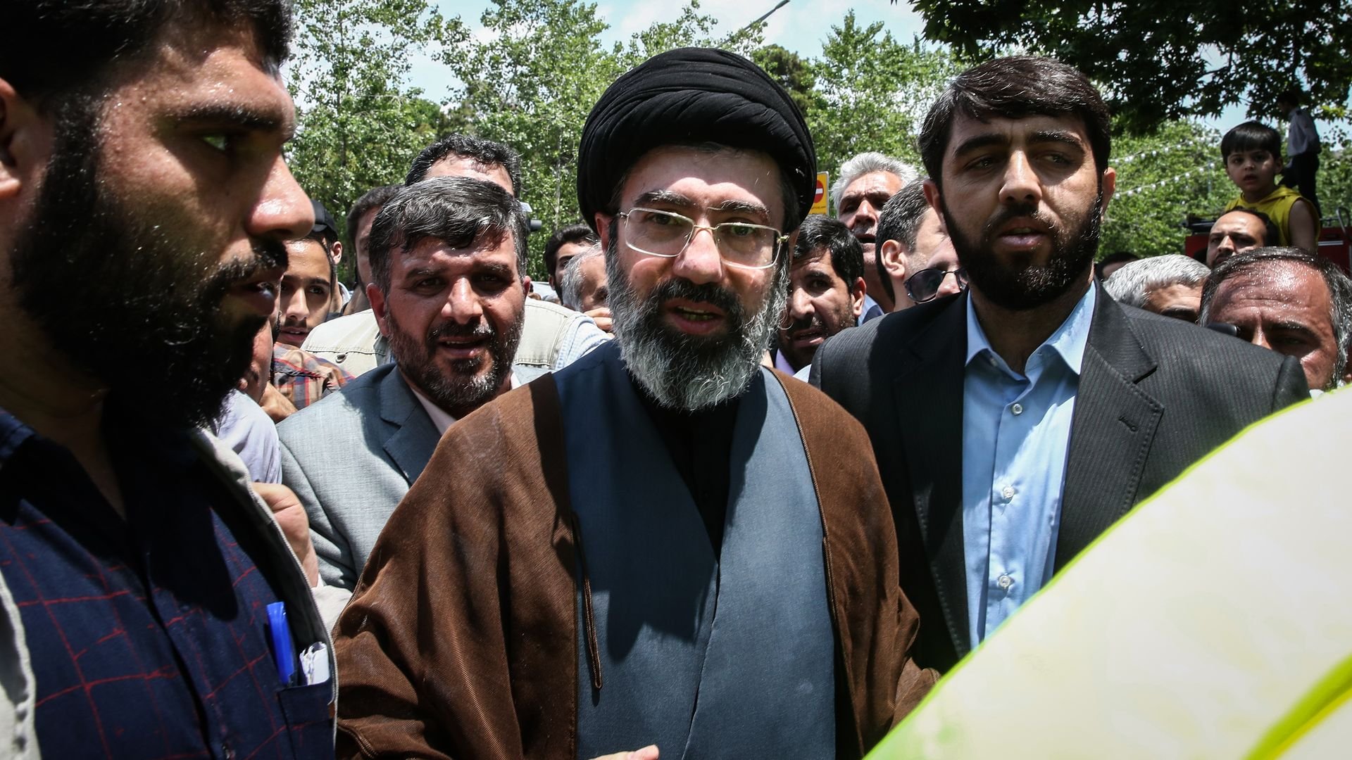Mojtaba Khamenei (C), son of Iranian Supreme Leader Ayatollah Ali Khamenei, is pictured during a protest marking the annual al-Quds Day (Jerusalem Day) on the last Friday of the Muslim holy month of Ramadan. Photo: Saeid Zareian/dpa (Photo by Saeid Zareian/picture alliance via Getty Images)