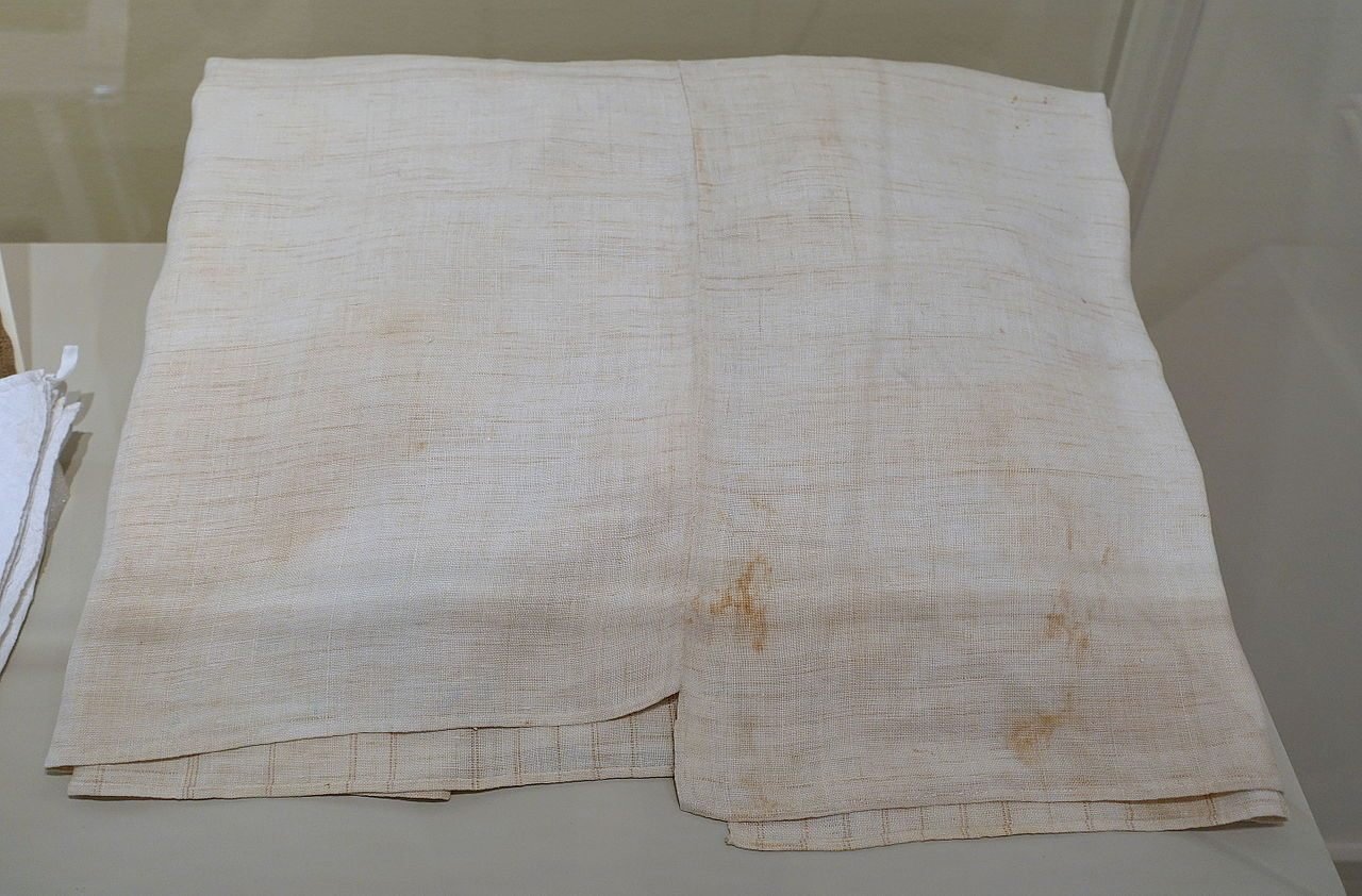 A linen bed sheet from the early 1800s. 