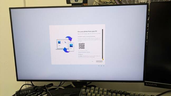 Screen asks you to set up phone connection to your PC