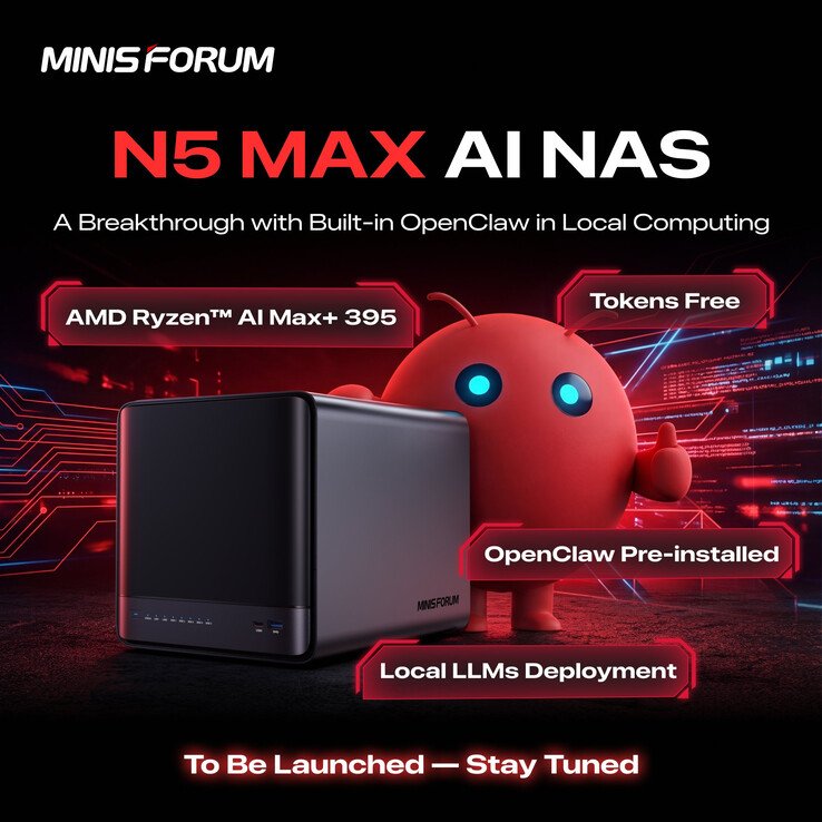 With AMD Strix Halo and Radeon 8060S: Minisforum teases new N5 Max NAS running OpenClaw - NotebookCheck.net News