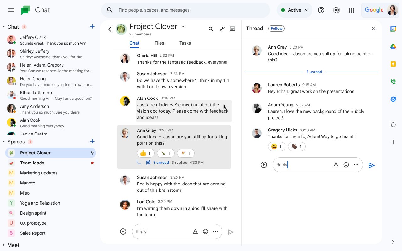 Google Chat inline threaded space